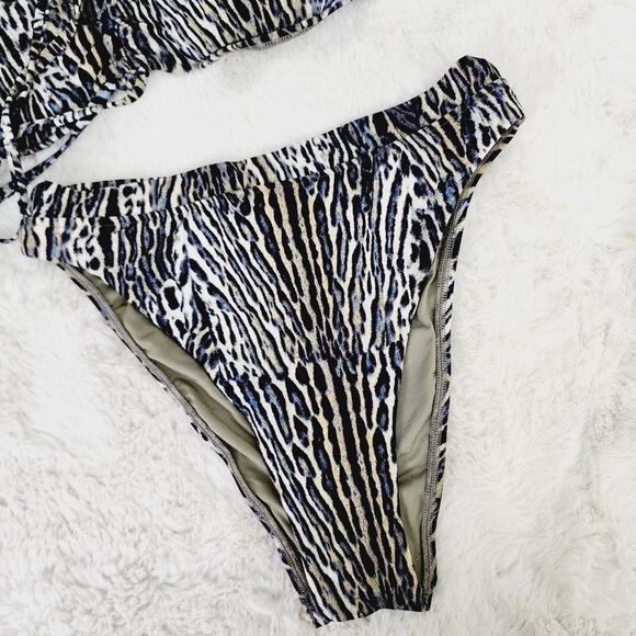 Victoria's Secret Bikini Set Animal Print Bandeau High Waist High Cut Swimsuit M - Picture 4 of 9